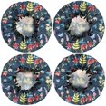 thumbnail image 2 of Shower Caps,Pioneer Flower Floral Print Pattern Waterproof Shower Cap for Women 4 Pieces,Double Reusable Hair Cover for Shower PEVA Elastic Stretch Hem, 2 of 7