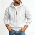 thumbnail image 3 of BVOFAR Mens Zip up Hoodie Casual Hooded Sweatshirt Long Sleeve Jacket Loose Fit Drawstring Athletic Jackets White L, 3 of 7