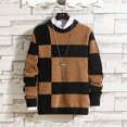 thumbnail image 3 of Suéter suéter otoño e invierno Nueva moda casual color a juego cuello redondo hombres, 3 of 5
