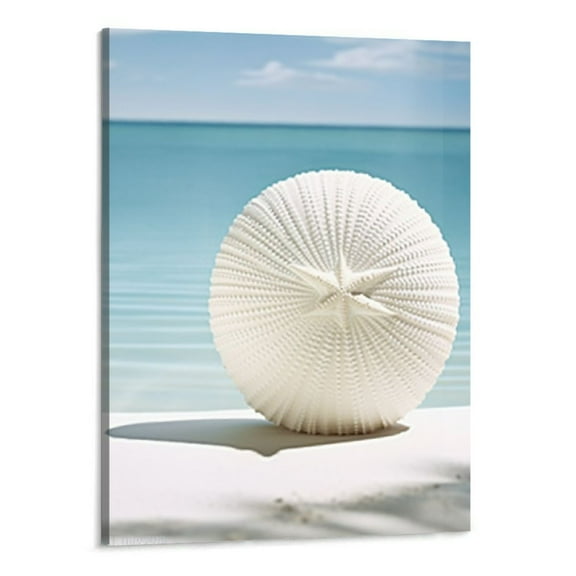 Creowell Beach Starfish Picture Wall Art: Seashell on Sand Artwork Painting Print on Canvas for Bedroom (16x20 inch)