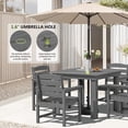 thumbnail image 2 of KINGYES 8-Piece HDPE Outdoor Dining Set for 6, Square Patio Table & Armchairs with Umbrella Hole, All-Weather Patio Dining Set for Backyard, Garden, Lawn & Poolside, Gray, 2 of 8