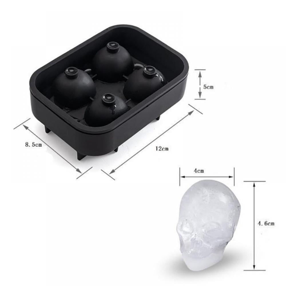3 Pack Shaped 3D Large Skull Ice Cube Mold Tray, Stackable Silicone Round Ice Maker for Whiskey Drinkers, Bartenders, Gift Exchanges, Home Bars and Holiday Gifts