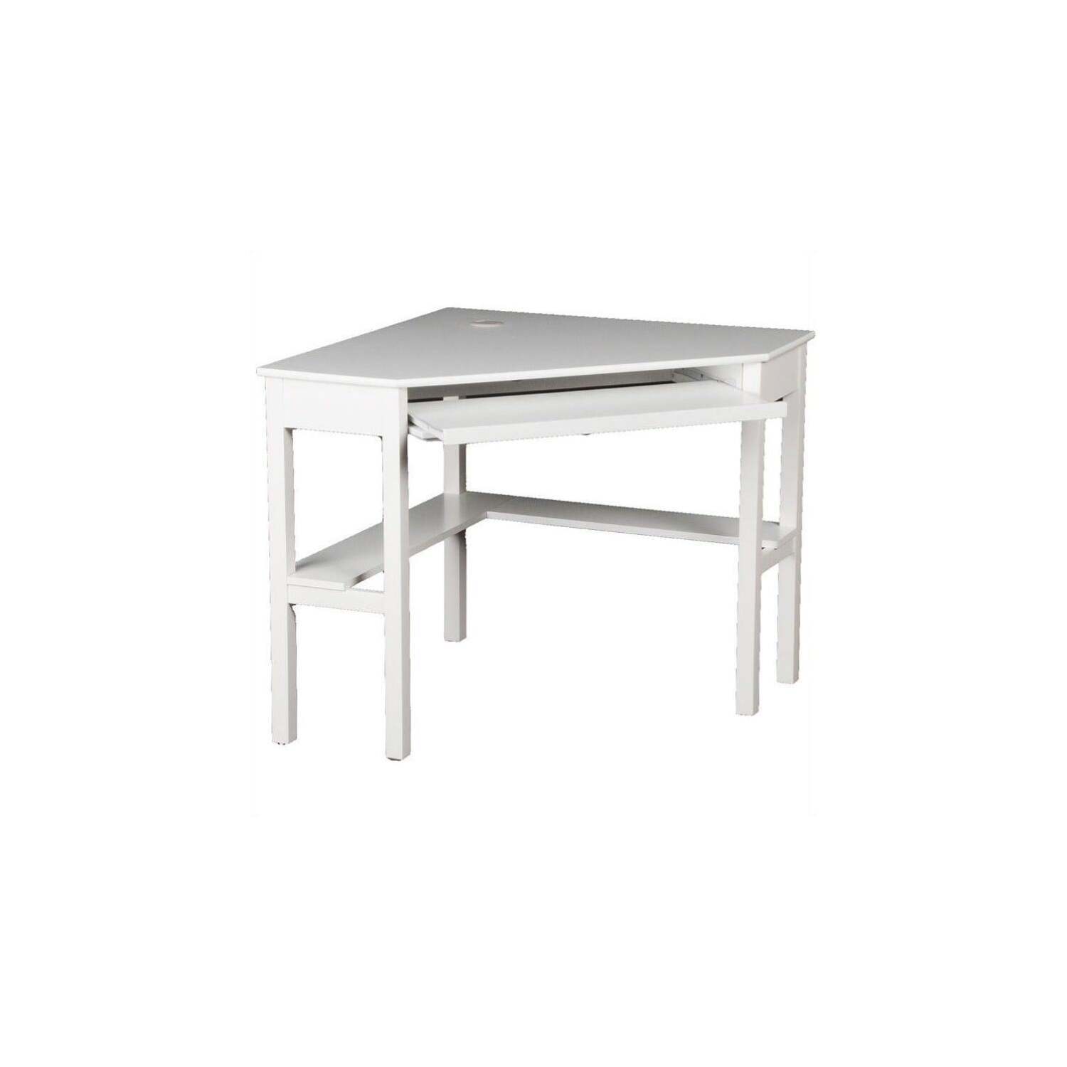 Corner Computer Desk White - Modern L-Shaped Desk with Keyboard Tray & Storage - 48" Wide