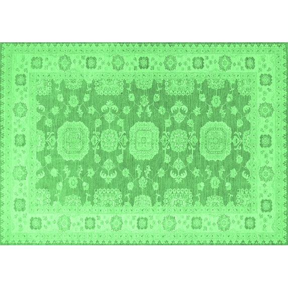 Ahgly Company Indoor Rectangle Oriental Emerald Green Traditional Area Rugs, 7' x 10'