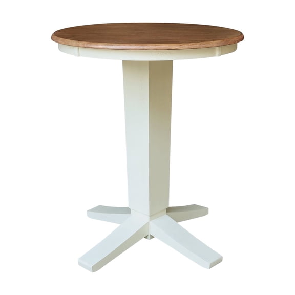 30" Solid Wood Round Top Pedestal Dining Table - 35.9" High - Multi-Color