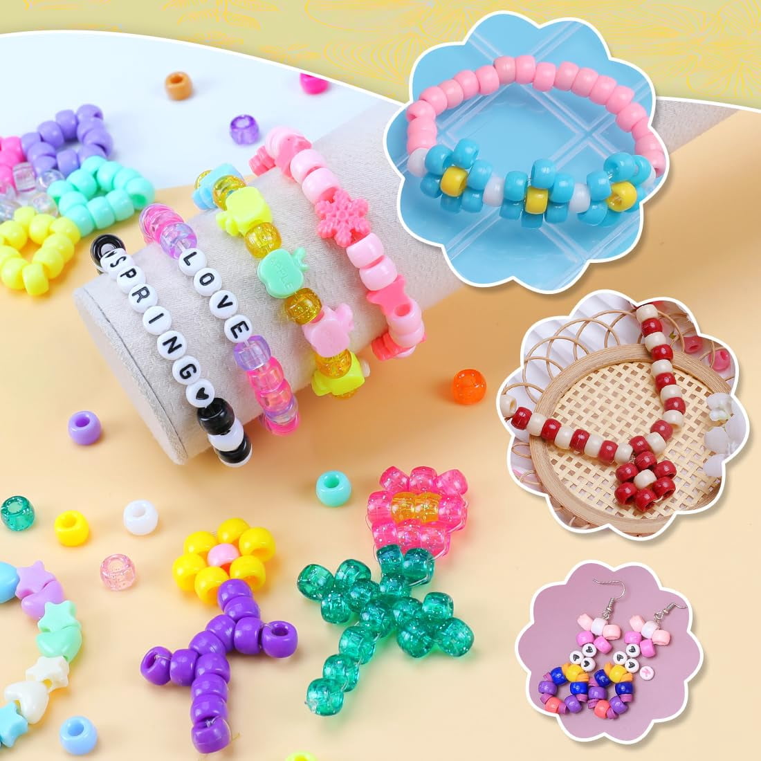 Pony Bead Jewelry Making Kit 18 Multi-colored 3200pcs