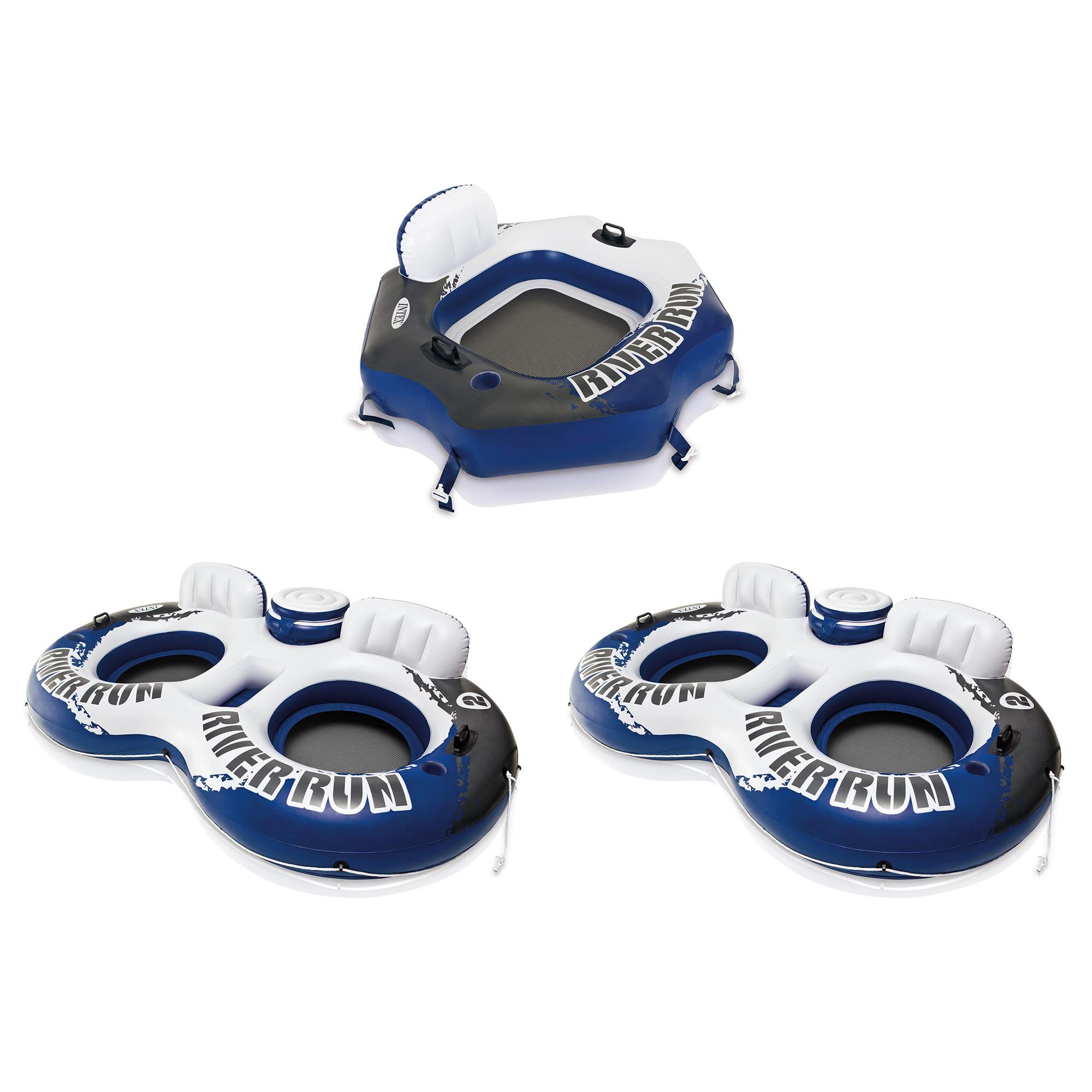 Intex River Run II Inflatable Tube(2) + River Run Connect Lounge