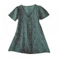 thumbnail image 2 of Summer Girl's Retro Floral Casual Short Sleeves Dress Princess Dress, 2 of 5