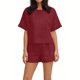thumbnail image 4 of Conjunto Corto Casual para las Mujeres Manga Corta Bolsillo Pantalones Cortos Pantalones de Señoras Conjunto con Cuello Redondo Top, Ropa Casual de Verano, 4 of 6
