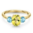 thumbnail image 3 of Gem Stone King 2.27 Ct Canary Mystic Topaz Swiss Blue Topaz 18K Yellow Gold Plated Silver Ring (Size 7), 3 of 6