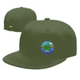 thumbnail image 4 of DouZhe Flat Brim Cap Snapback Hat, Cartoon Fishing Frog Prints Adjustable Green Adult Baseball Cap, 4 of 6