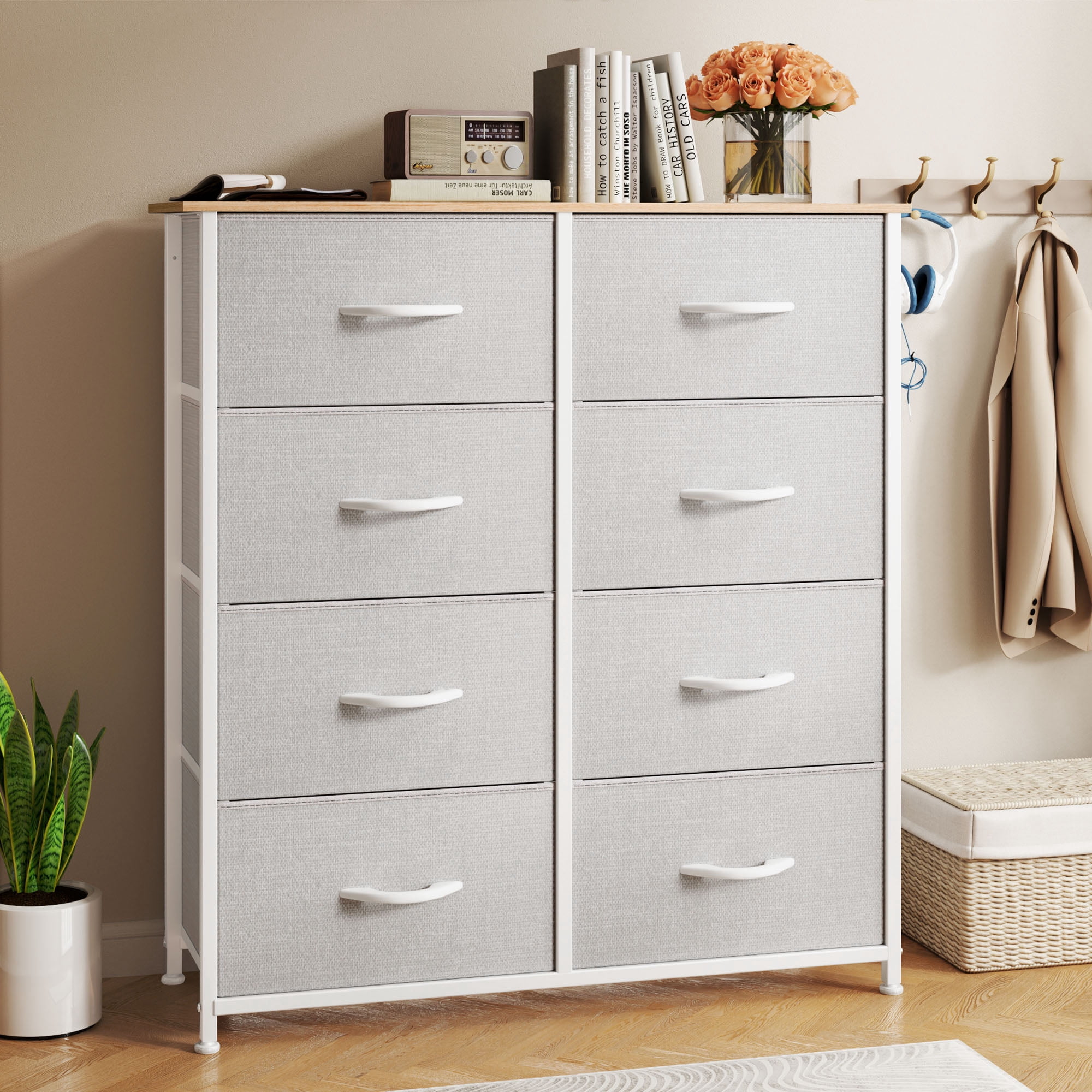 Uforic 8 Drawers Dresser Chest of Drawers for Fabric Storage Dressers for Living Room Gray