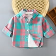 thumbnail image 2 of Kaemgyyd 1-11 Years Baby Boys Girls Button down Shirt Toddler Kids Plaid Long Sleeve Spring Clothes Fashion Summer Outfit with Pocket, 2 of 3