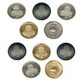 thumbnail image 1 of Card Suit Clubs Set of 10 Metal 0.6" (15mm) Sewing Shank Round Buttons - Gold Color, 1 of 5