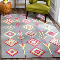 SAFAVIEH Bellagio Hester Geometric Wool Area Rug, Dark Gray/Multi, 5' x 8'