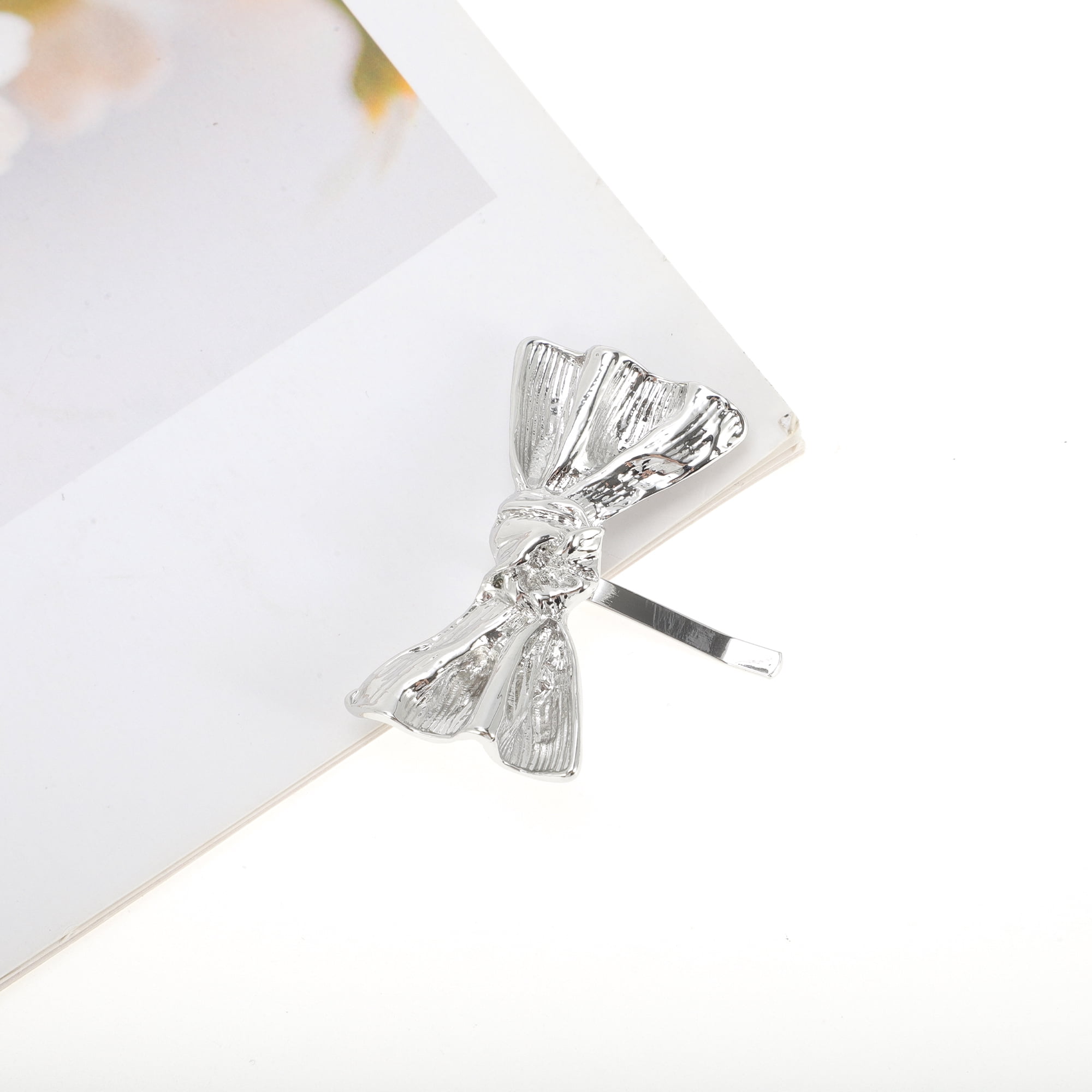 Unique Bargains Stylish Bow Ponytail Buckle Hair Clip for Women 1 Pc Silver Tone
