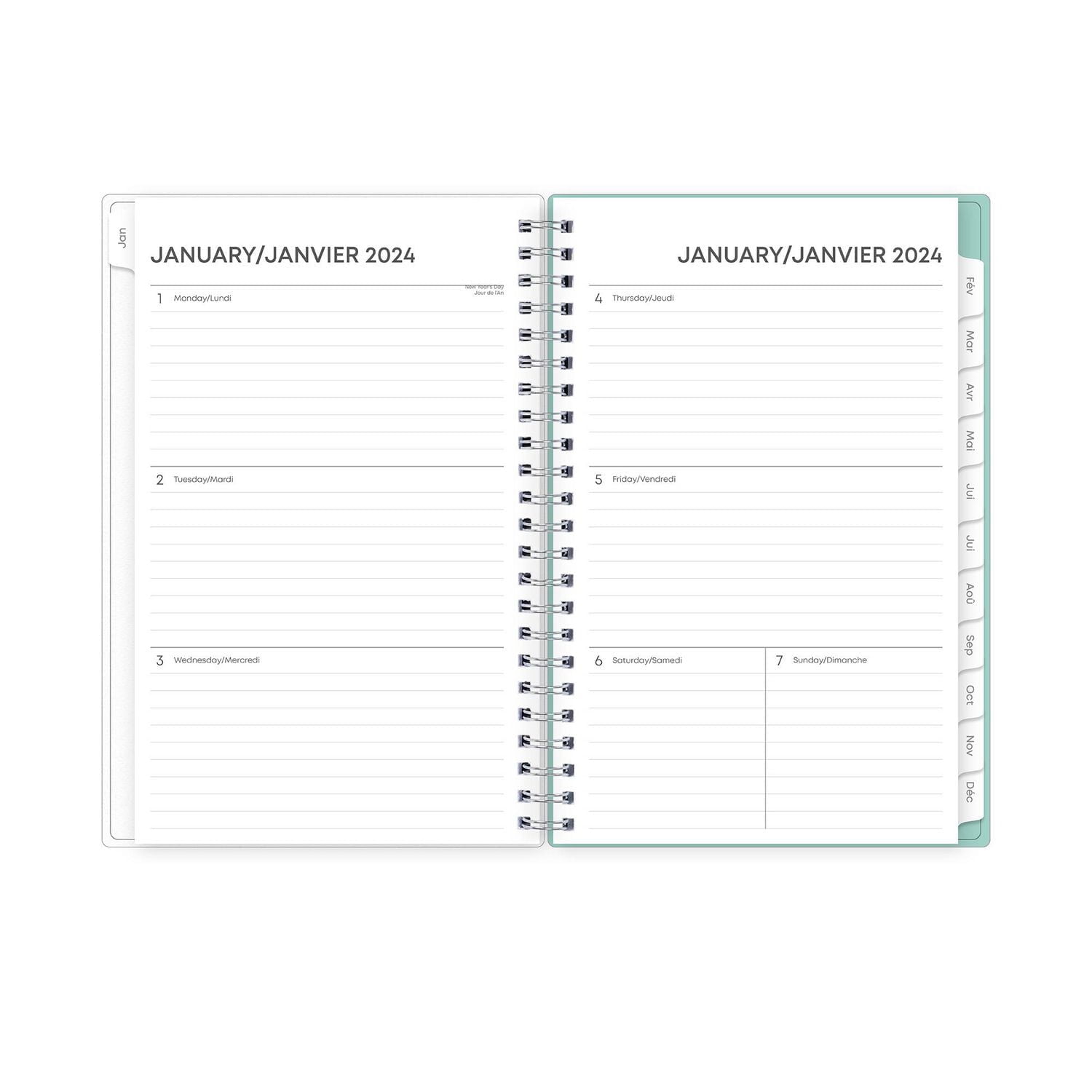 2024 Weekly Monthly Planner, 5x8, Blue Sky, Wellesley