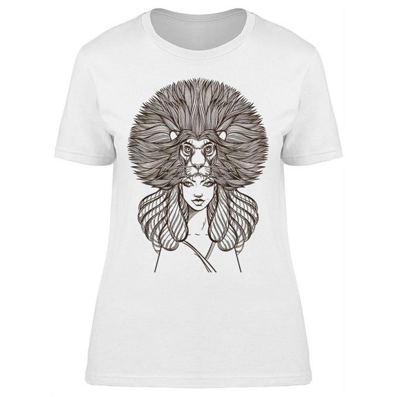 Sketch. Woman W/lion Mask T-Shirt Women -Image by Shutterstock, Female 3X-Large