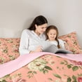 thumbnail image 4 of Erosebridal Chic Flower Queen Comforter Set for Female, Pink Bedding Comforter Set, Pink Reversible, 3pcs, 4 of 6