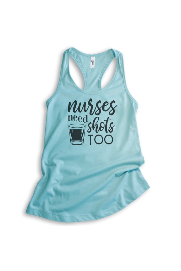 Nurses Need Shots Tee Tank Top, Ladies Racerback Tank, Nurse RN Nursing Student Tank, Nurse Graduation Tank, Cancun, X-Small
