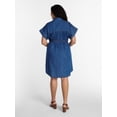 thumbnail image 2 of Terra & Sky Women's Plus Mini Denim Shirt Dress, Sizes 0X-5X, 2 of 4
