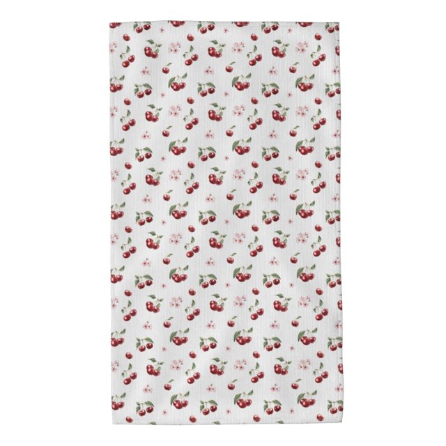 Fotbe Cherry Berries Toalla Premium con Patrón, Toalla de Microfibra de Secado Rápido, Ligera y Altamente Absorbente (27.5x16in), Ideal para Uso Diario