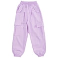 thumbnail image 2 of LiiYii Girls Athletic Cargo Pants Y2K Trousers with Pockets Kids Jogger Loose Sweatpants Wide Leg Pink 160, 2 of 7