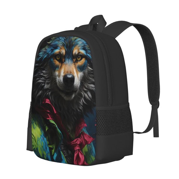 Balery Vintage Wolf Warrior Mochila para hombre y mujer - Tela Oxford 600D resistente - Gran capacidad, resistente al agua, ideal para la escuela, viajes y senderismo