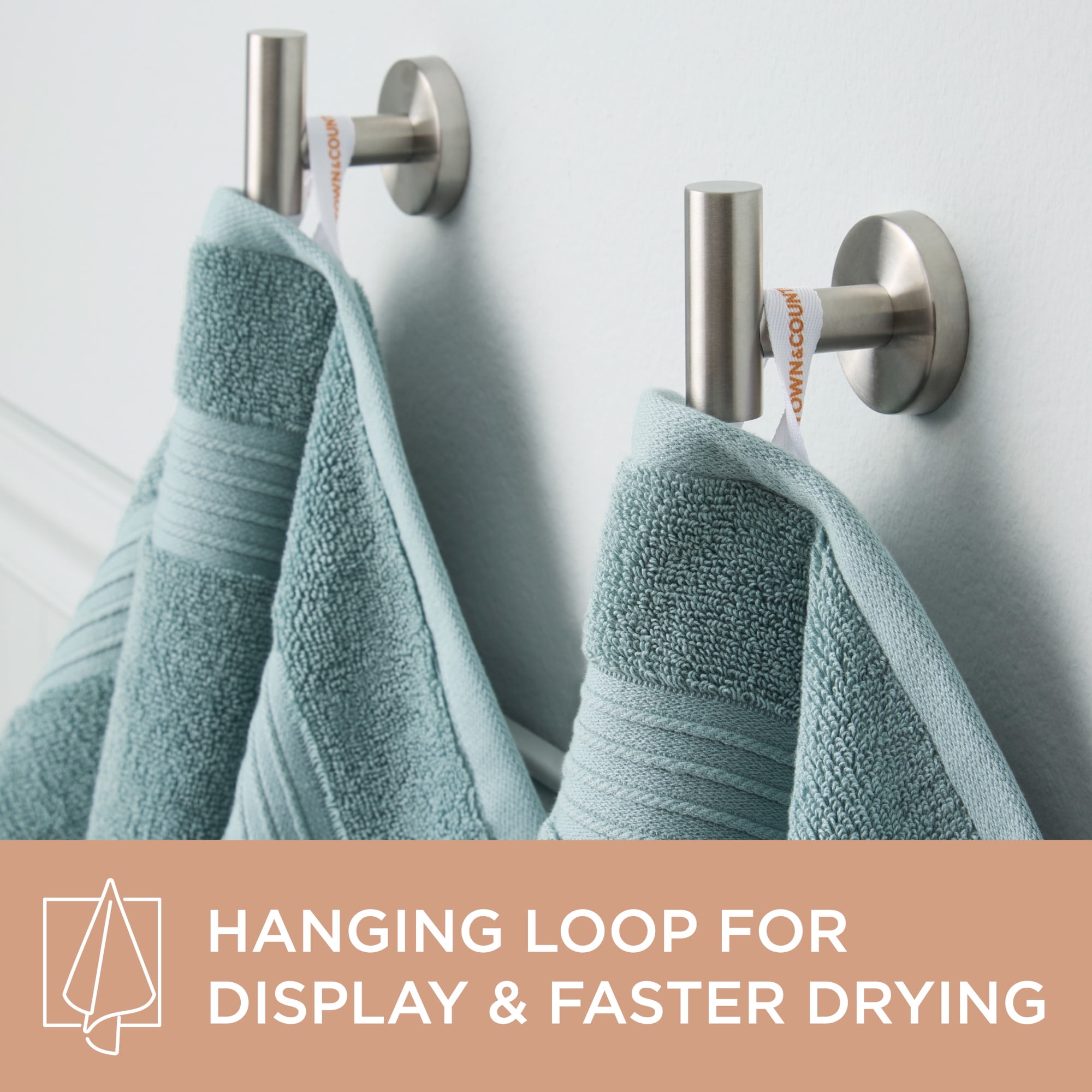 TOWN & COUNTRY EVERYDAY 4-Piece Solid Dobby Border Hand Towel Set, 20"x30", 100% Cotton, Plush & Absorbent 650GSM, Aqua Blue