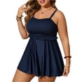 thumbnail image 2 of Women's Plus Size Two-Piece Bikini Set with Skirt Split Swimsuit, Flattering Swimwear for Beach, Pool, and Vacation, Ideal for Spring Break and Summer Fun Blue 5XL, 2 of 6