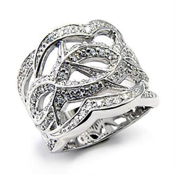 Bague en Argent Sterling 925 Poli avec CZ de Qualité AAA en Transparent pour Femmes Style Pierre Claire 7X268 Taille 6