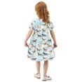 thumbnail image 6 of joogoo Running Horse Blue Girls' Short Sleeve Dress Kids Dresses 5-6T, 6 of 8