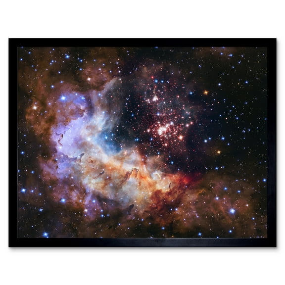 Hubble Space Telescope Image Nasa Unveils Celestial Fireworks 25th Anniversary Giant Cluster Westerlund 2 Colourful Nebula Dust Pillars Gas Clouds Art Print Framed Poster Wall Decor 12x16 inch