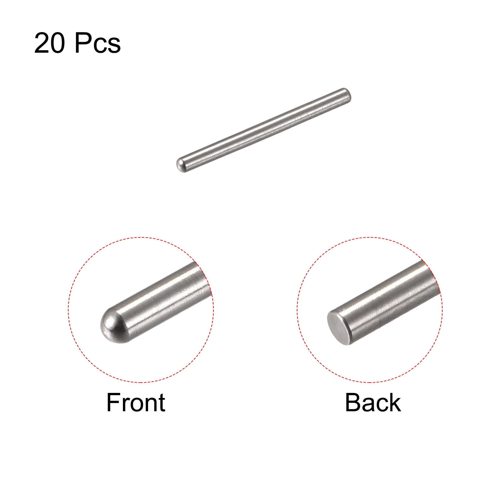 Unique Bargains Dowel Pins 304 Stainless Steel Round Head Flat Chamfered End 0.8x12mm
