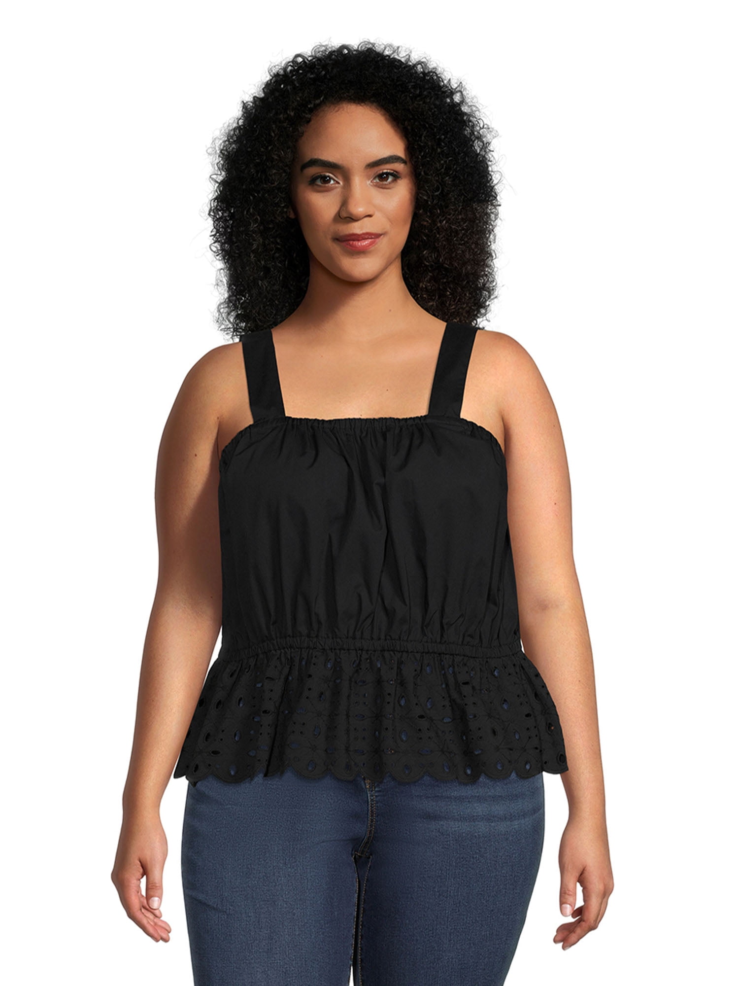 The Get Women’s Plus Size Ruched Eyelet Tank Top