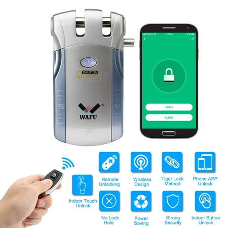 WAFU HF-008W WiFi Intelligent Electronic Lock Tuya / SmartLife Lock Remote Control Invisible Keyless Entry Door Lock iOS Android APP Unlocking Low Battery Reminder with 2 Remote (Best Battery Drain App Android)