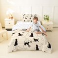thumbnail image 4 of meiyoeat Beige Cat Silhouette Pattern Twin Comforter Sets,Minimal Print Bedding Set For Girl,Reversible,2 Pieces,1 Comforter and 1 Pillowcase, 4 of 7