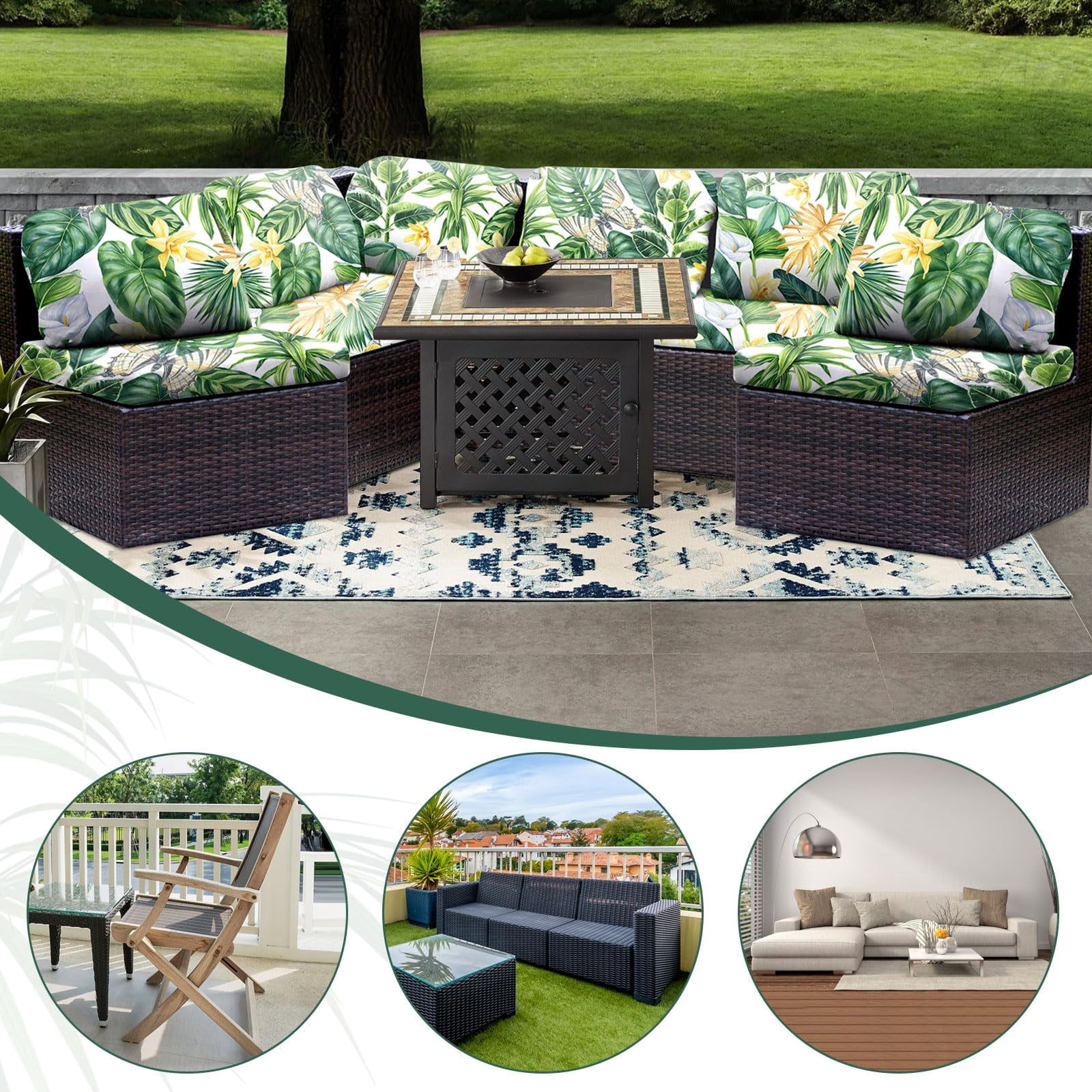 Patio Stretch Sofa Cushion Covers Outdoor Cushion Cover Replacement Couch Slipcover Sofa Seat Cover(Black, 6pcs)