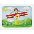 thumbnail image 1 of Cartoon Airplane Bath Mat, Sunny Day with a Rainbow in Green Country with a Boy Riding a Plane, Plush Bathroom Decor Mat with Non Slip Backing, 29.5" X 17.5", Multicolor, by Ambesonne, 1 of 2