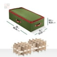thumbnail image 4 of Underbed Christmas Ornament Storage Box Zippered Closure - Stores up to 64 of The 3-inch Standard Christmas Ornaments, and Xmas Holiday Accessories with Dividers & Two Handles (Green), 4 of 4