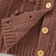 thumbnail image 5 of QUYUON Infant Baby Knit Jumpsuits Newborn Toddler Baby Girls Long Sleeve Button Front Rompers Kids Ribbed Knitted One-Piece Bodysuits Outerwear Sweaters Coat Brown 90, 5 of 8