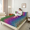 thumbnail image 4 of Castle Fairy Gradient Leopard Print Full Size Sheets 4-Piece for Kids Teens,Animal Cheetah Print Breathable Bed Sheets,Vintage Abstract Ombre Lightweight Sheet Sets,Ultra Soft Home Decor, 4 of 7