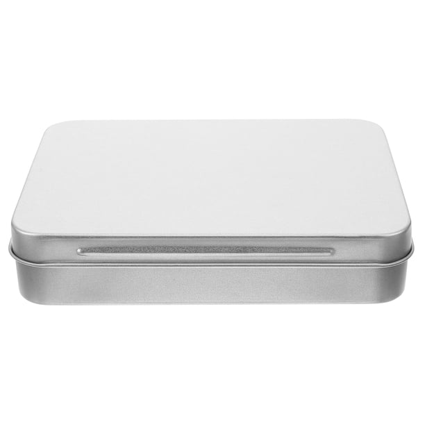 Caja de hojalata con tapa, soporte de almacenamiento de hojalata, lata de cerillas de hojalata, accesorio contenedor