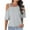 Gray, variant on Scyoekwg Cold Shoulder Tops for Women Summer Dressy Short Sleeve Tshirt Solid Color Casual Shirts Loose Comfy Blouses (Dark Blue,XL)