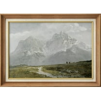 IDEA4WALL Premium Frame Wall Art Winter Storm Mountain Valley Classic Print Vintage Nature Wilderness Landscape Wall Decor Retro Famous Fine Art for Living Room, Office - 26"x36" Natural