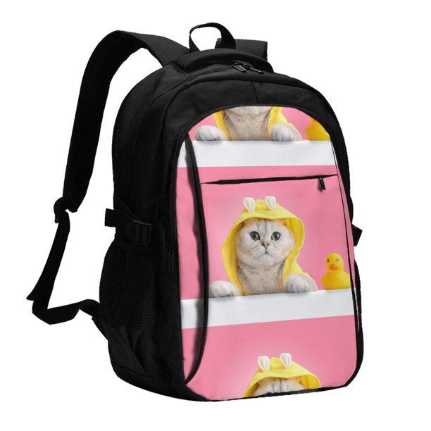 Disketp A Funny Cat Mochila de Viaje Estampada para Laptop con Puerto de Carga USB, Mochila Impermeable para Computadora – Regalo para Hombres y Mujeres