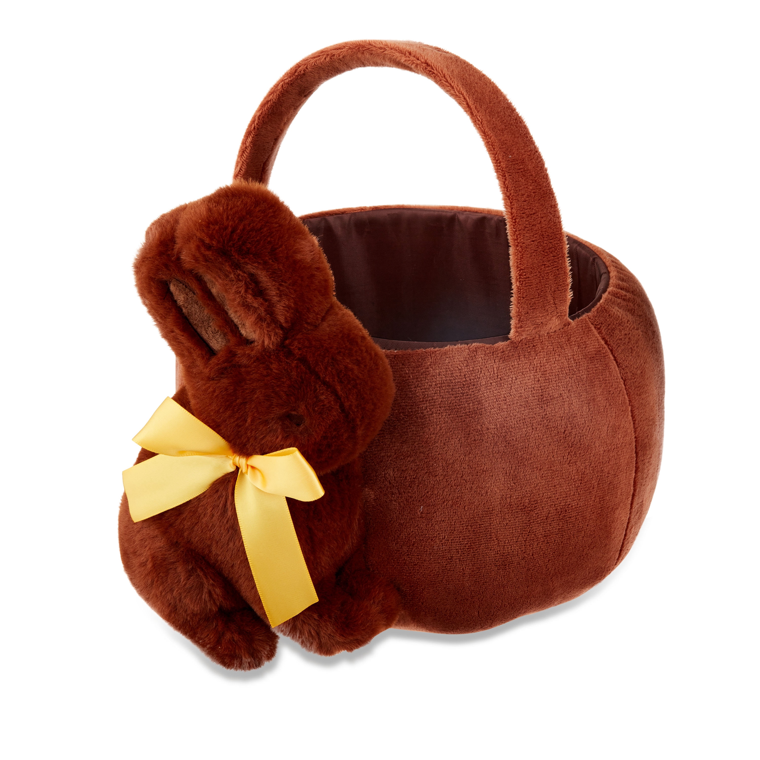 Easter Chocolate Scented Brown Plush Bunny Basket, 10 in x 11 in