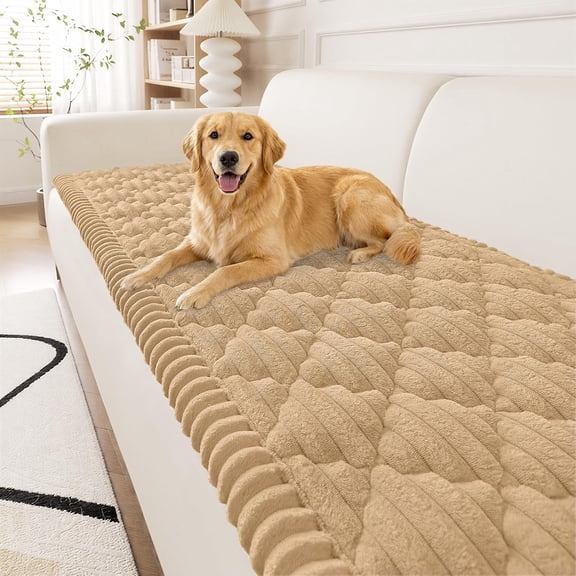 decorUhome Washable Pet Friendly Sofa Cover, Non-Slip Anti-Scratch Furniture Protector, Decorative Slipcover for Home (Camel, 27.6" x 59")