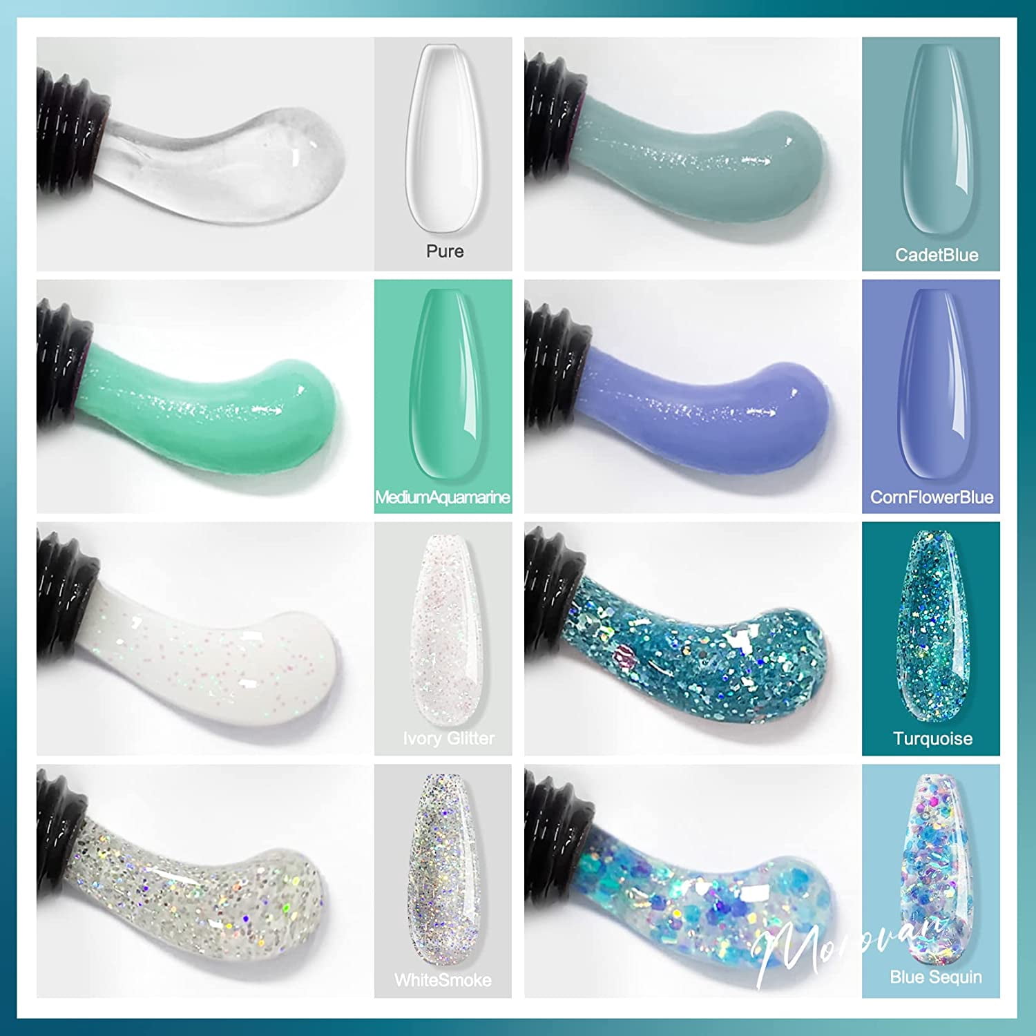 Morovan Poly Gel Kits - Nail Extension Gel Kit with 48W LED Nail Lamp 8 Pcs 0.5oz with Slip Solution Nail Primer Poly Gel