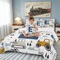 thumbnail image 4 of meiyoeat Construction Letter E Twin Bedding, Work Truck Bedding Comforter Set for Kids Boys, Blue, Reversible, 7-Piece, 4 of 6
